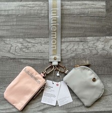 Lululemon Dual Pouch Wristlet Gray Pink Small Zip Closure Women