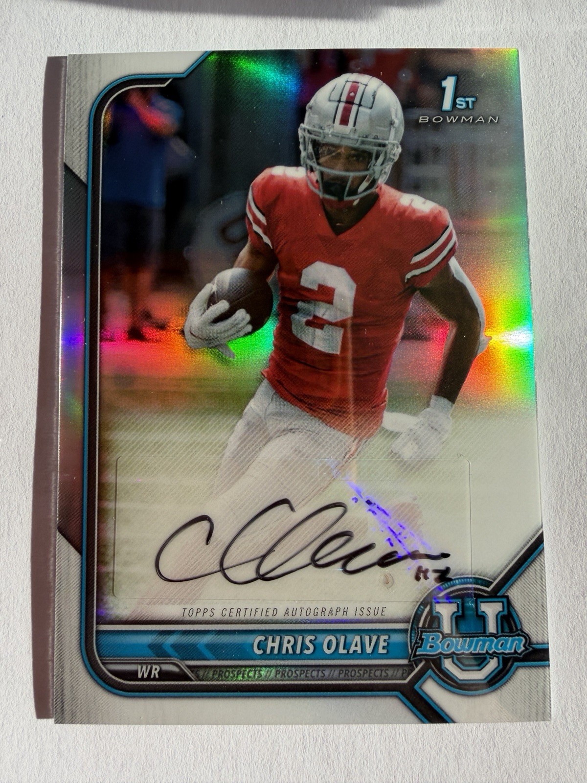 2021-22 Bowman University Chrome 1st Chris Olave Refractor Auto #BCPA-CO Saints