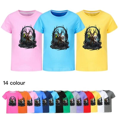Boys Girls 99 Nights In the Forest Deer T-Shirts Monster Horror Game Casual Tops