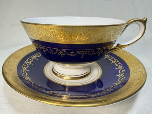 (3) Aynsley 'Georgian Cobalt' Smooth Footed TEA CUP & SAUCER SETS - Mint! - Picture 7 of 10