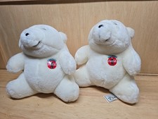 2 Vintage 1993 Coca-Cola Christmas Polar Bear Plush 7" Stuffed Animal LOT