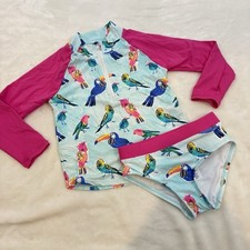 Hatley Girls Parrot Swimsuit Size 3 Rash Guard  Bottoms 2-piece