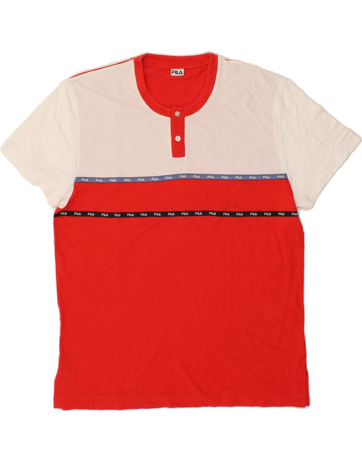 T shirt uomo FILA grafica top grande rosso colorblock cotone BV39
