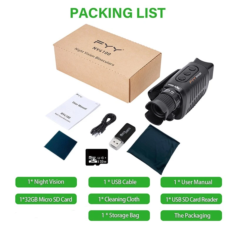 FHD Digital Nachtsicht Monoculars Infrarot Night Vision Videokamera mit aufnahme - Bild 2 von 4