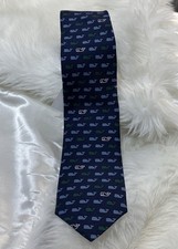 NEW Vineyard Vines Boys Silk Tie Blue Navy Whale Design 51  