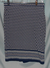 Max Studio Blue Geometric Mid Rise Short Knit Straight Skirt Size M