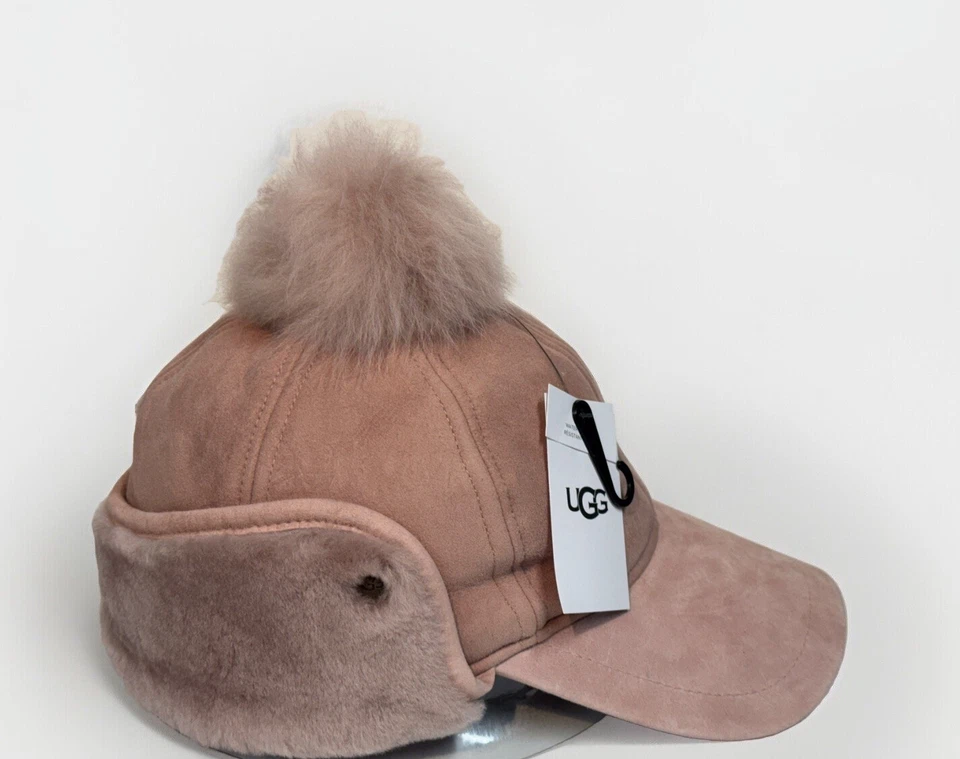 Gorra trampera de piel de oveja UGG con pompón en la parte superior orejeras nueva pequeña Foto 4 de 4