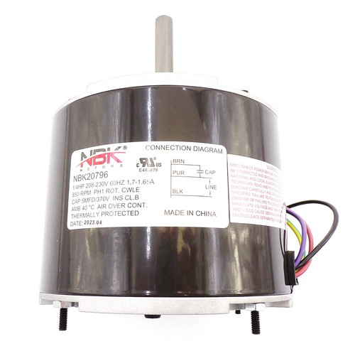 MOTOR BY NBK, REPLACES 024-25119-000, OYK1028, 208/230V 1/4 HP, 850 RPM 20796 - Picture 5 of 6