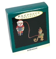 Hallmark 1993 Monkey Melody “Stringer” 2pc Keepsake Xmas Ornament NIB