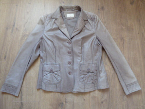 Milestone Lederjacke Jacke Nappa Leder Echtleder in beige Gr. 46 ( 44 ) wie neu