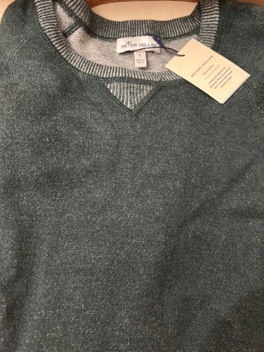 Peter Millar Merinowolle Baumwolle dunkeloliv Golf weicher Strickpullover Pullover L - Bild 3 von 5