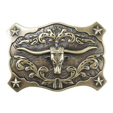 Cow Longhorn Belt Buckle Cowboy Cowgirl Native American Motorcyclist CW-24-G 