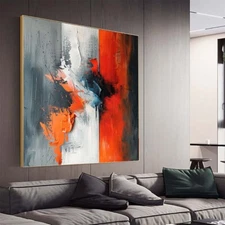 Handmade Wall Art Home Decorative Oil Painting Abstract Knife Living Room red