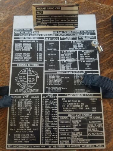 VTG Pilot Kit Metal Aircraft Radio Call Clipboard, Flight Log, Book, Nav Plotter - Picture 2 of 10