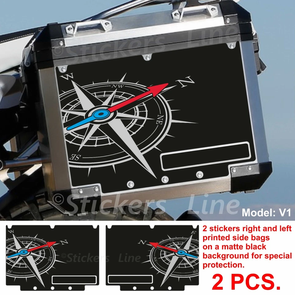 STICKERS LINE Adesivi valigie BMW R1200 R1250 GS adventure BUSSOLA adv bags stickers BLACK -