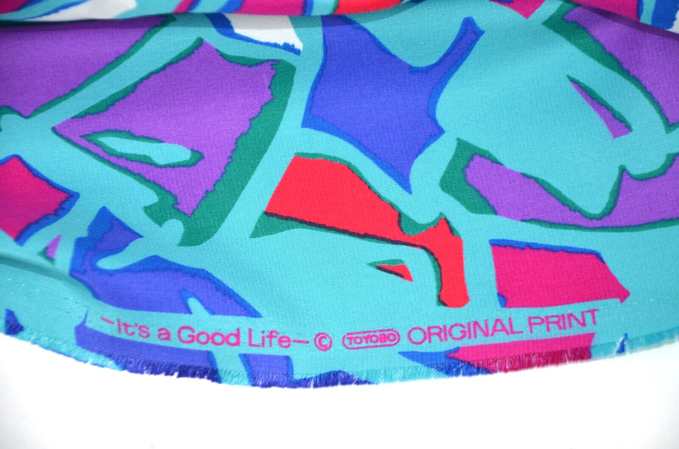 Stained Glass TOYOBO Fabric PopArt Silky Japanese Vtg 90s Retro Mod GoodLife 5yd - Image 2 of 3
