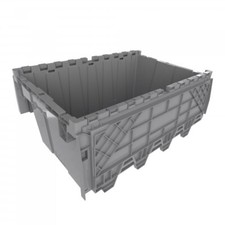 Heavy-Duty Attached Lid Tote L 12 Gallon Made in USA 1.7 CU. FT 500lb Stackable