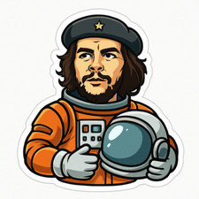 Che Guevara in Space Suit Sticker 9x9cm Revolutionary in Space Suit Sticker