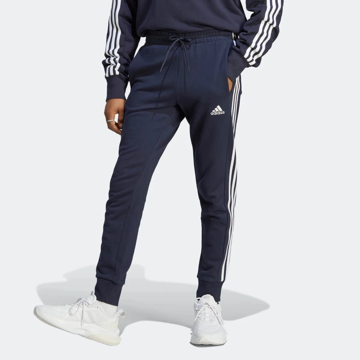 Motivatie Metafoor Editie Adidas Men&#039;s Essentials French Terry Tapered Cuff 3-Stripes Joggers  Navy | eBay