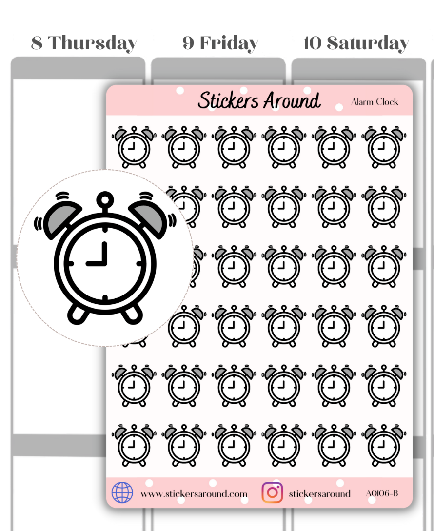 Alarm Clock Planner Stickers, Clock Stickers, Calendar & Bullet Journal Sticker-image