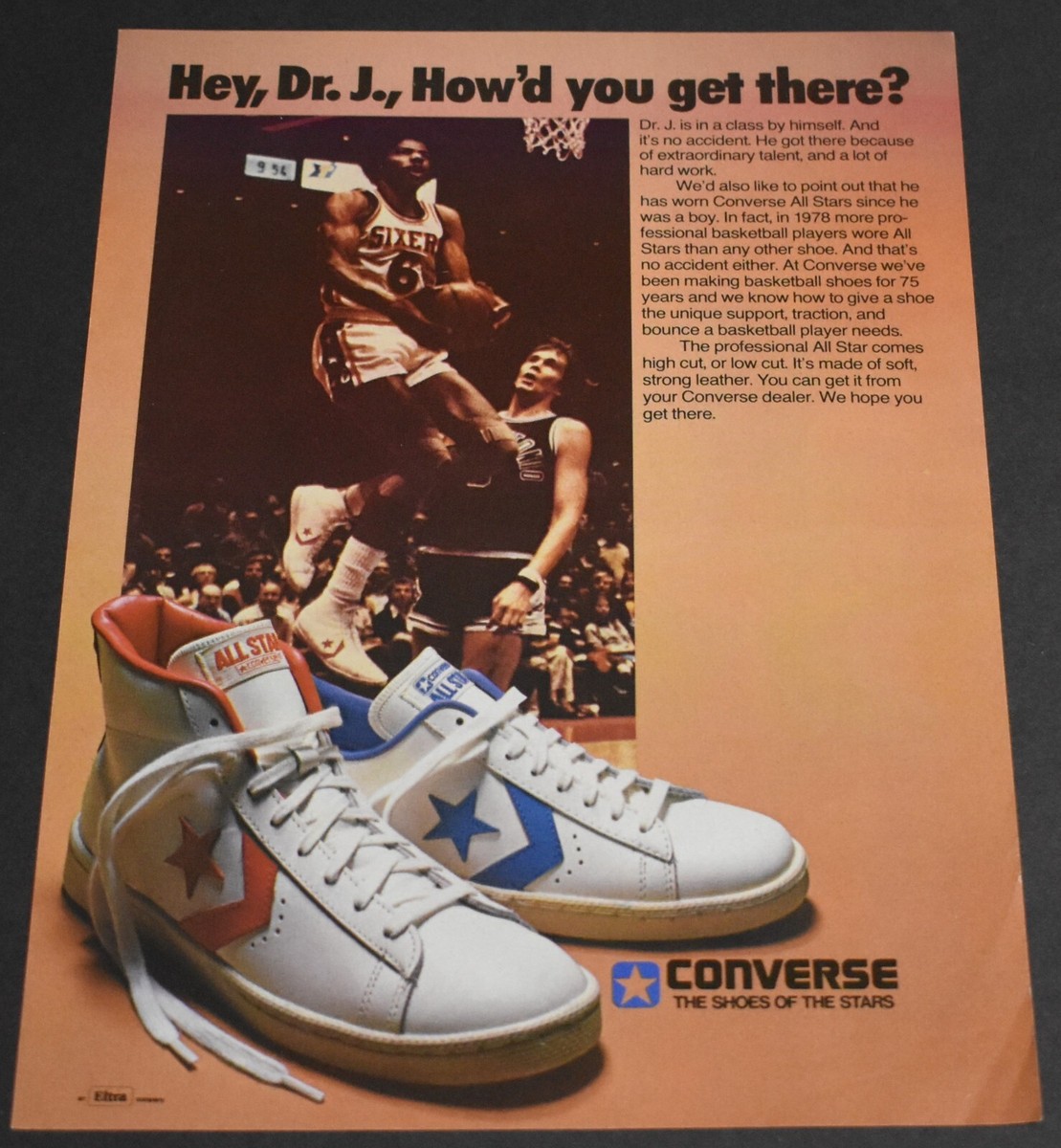1978 Print Ad J Converse Shoes of the Stars NBA Basketball Philadelphia  76er