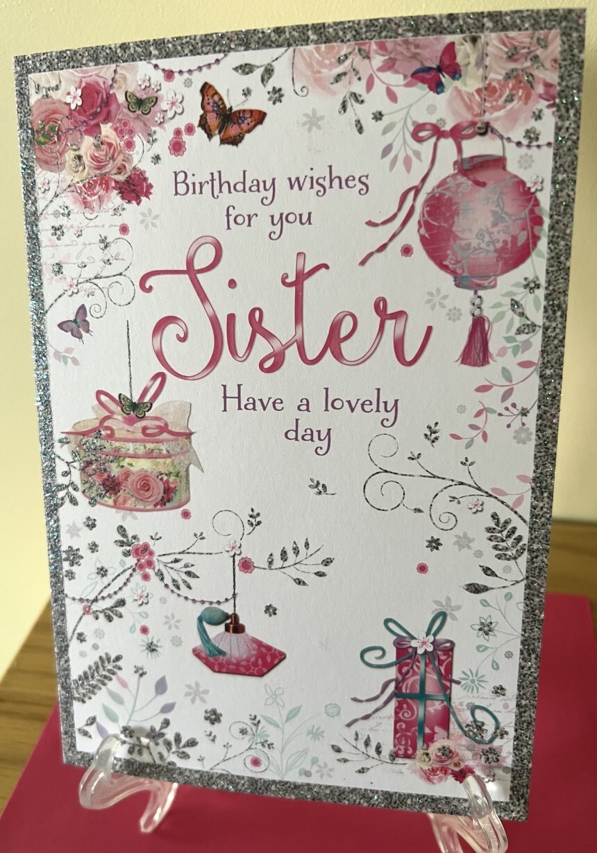 Birthday Card Sister  - Female - Glitter Finish - Simon Elvin - 5.2"" x 7.7""