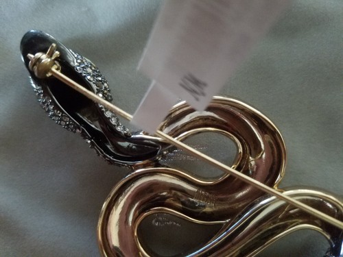 ALEXIS BITTAR Brooch Metallic SNAKE Crystal Gold NEIMAN MARCUS was $275 New Tag - Picture 5 of 6