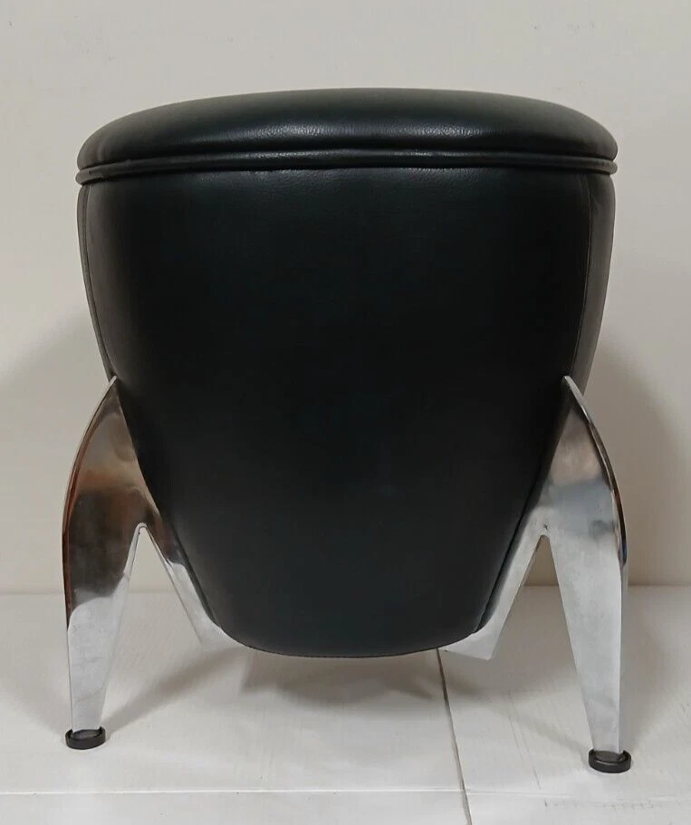 Reposapiés retro estilo cohete vintage años 70 imitación cuero cromo era espacial cromado Foto 2 de 4