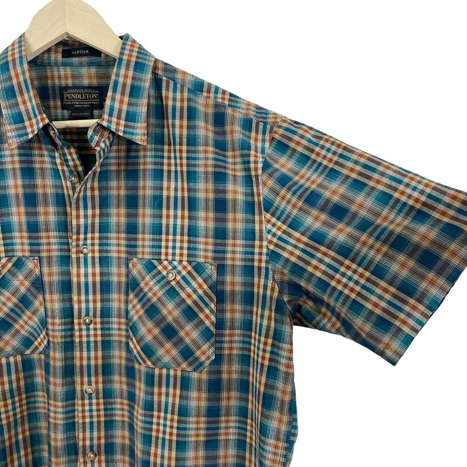 Pendleton Large Santiam Button Front Shirt Plaid … - image 6