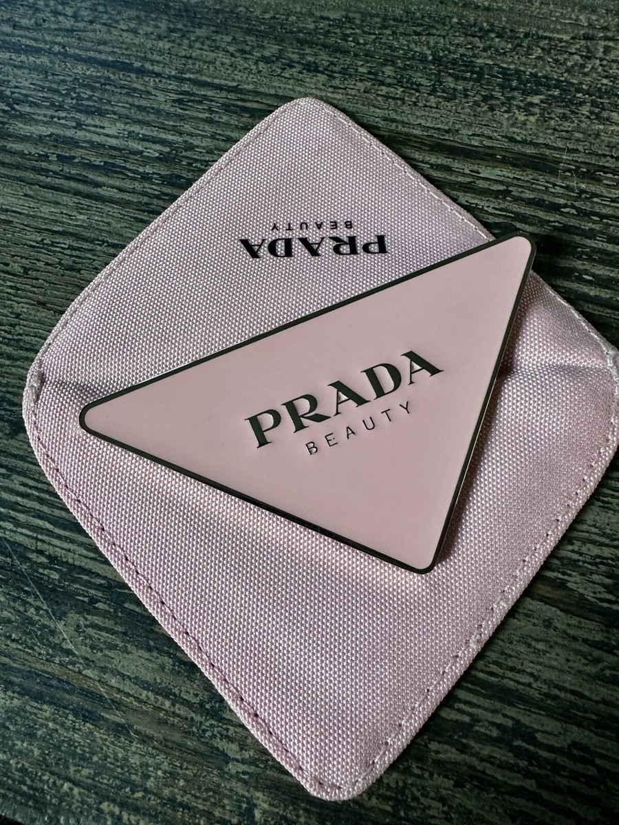 LIMITED PRADA Beauty Cosmetic Mirror Pink Enamel + Pouch NEW | eBay