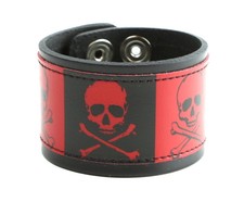Skull Crossbone Punk goth Shiny Wristband Zombie Metal Rock