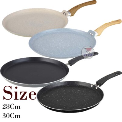 Pfanne Antihaft Dosa Tawa Crepe Grillplatte für Roti Chapati Tortilla Holz Hände 30cm
