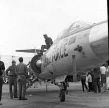 Vintage  Negative B&W Med Format Military US Air Force Airplane Soldiers #559