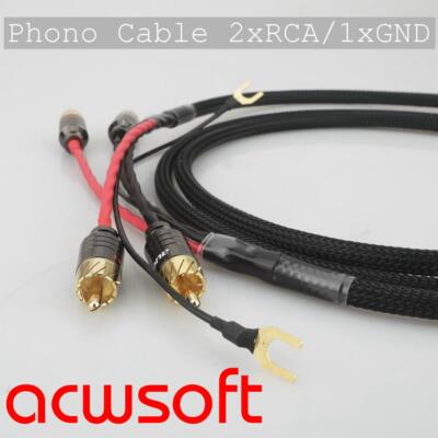 Phono Kabel mit Masse-Schuhen Phono Cable High End 2x RCA with Gnd Cable Lugs