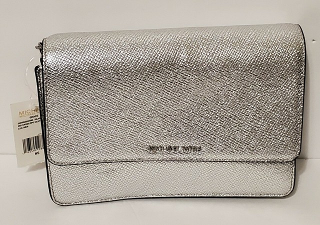 metallic silver michael kors purse