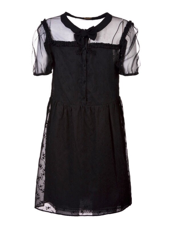 Saint Laurent Paris mini abito in tulle cotone ricamato nero taglia F 38 o 6 US