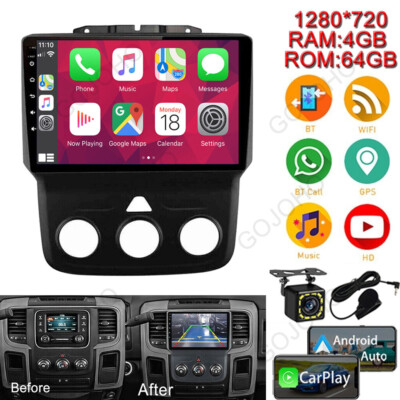 4+64GB Carplay Android 13 Car Stereo Radio Navi BT For Dodge Ram 1500 2500 3500