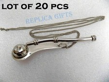 Lot Of 20 Pcs Brass Silver Finish Boatswain Pipe Bosun Whistle Key Chain Ring