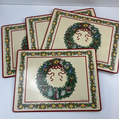 VTG MARLENE MOORE Pimpernel Place Mats Set of 4 ENGLAND ''12 DAYS OF CHRISTMAS''