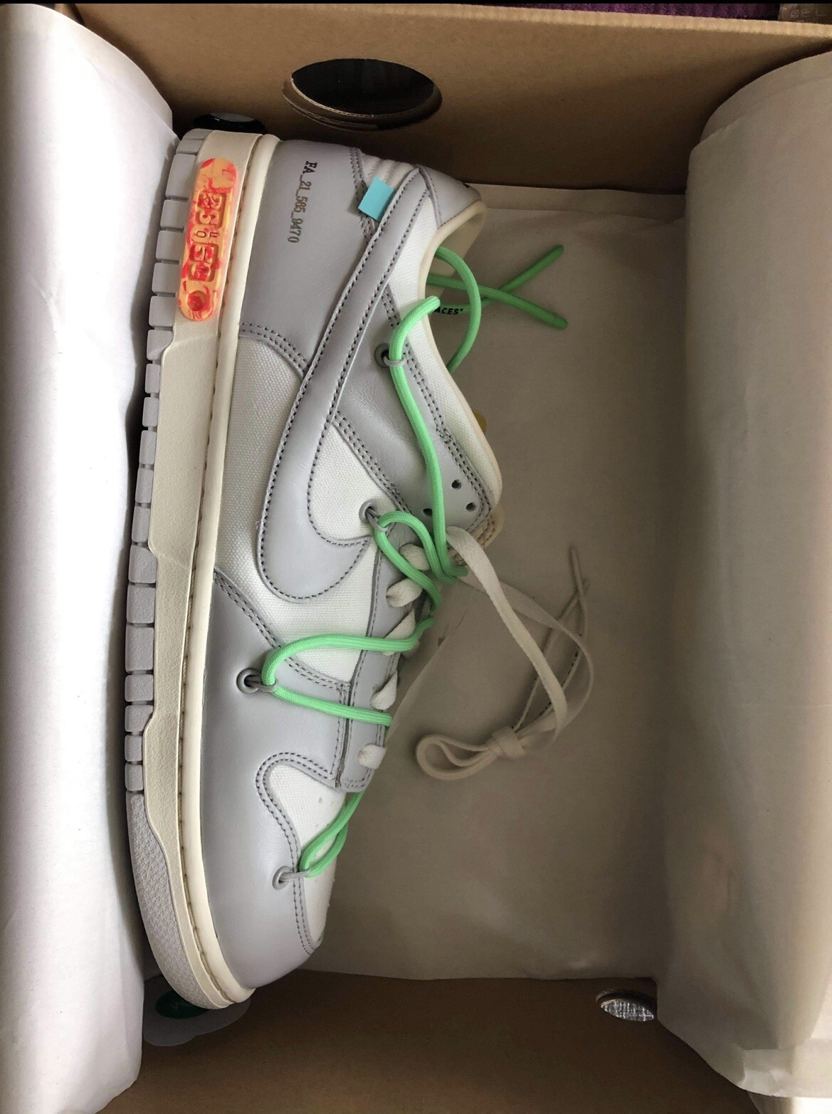 OFF WHITE X NIKE Taglia UK 12 Nike Dunk Low x bianco sporco lotto 26 di 50 2021