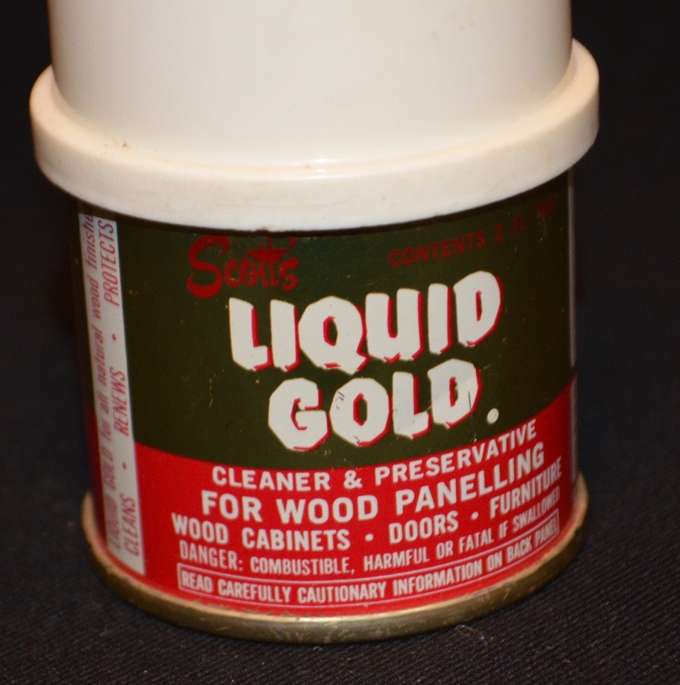 VINTAGE 1970's SCOTT'S LIQUID GOLD CLEANER PRESERVATIVE WOOD PANEL 2 OZ