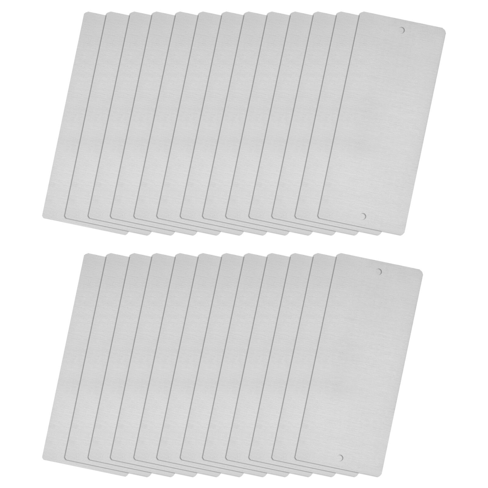 80x30x0.4mm Brushed Stainless Steel Blank Metal Card with Hole Silver Tone 25Pcs