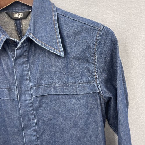 Diesel Shirt Womens Small Denim 3/4 Sleeve Snap Denim y2k Quiet Slim Fit READ - Picture 5 of 13