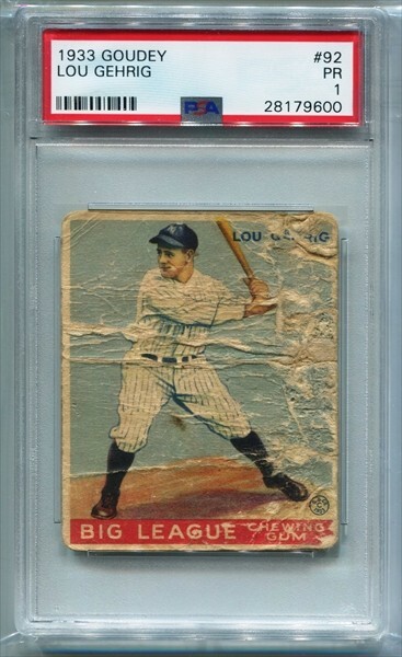 1933 Goudey #92  Lou Gehrig PSA 1