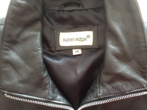 HARDLY WORN Outer Edge Black Real Leather Jacket Woman Size 14 - Picture 3 of 4
