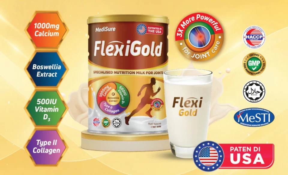 FlexiGold 牛奶 - 膝关节疼痛背痛 (800g) 背痛强化骨骼 — 第 4/4 张图片