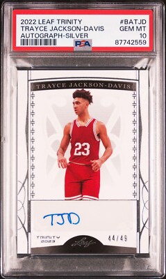 PSA 10 - TRAYCE JACKSON DAVIS #/49 Auto - 2022 Leaf Trinity SILVER Rookie - 2023