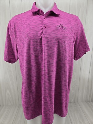 Adidas Pink Golf Polo Men's Size XL Stripes Lost Key Golf Club