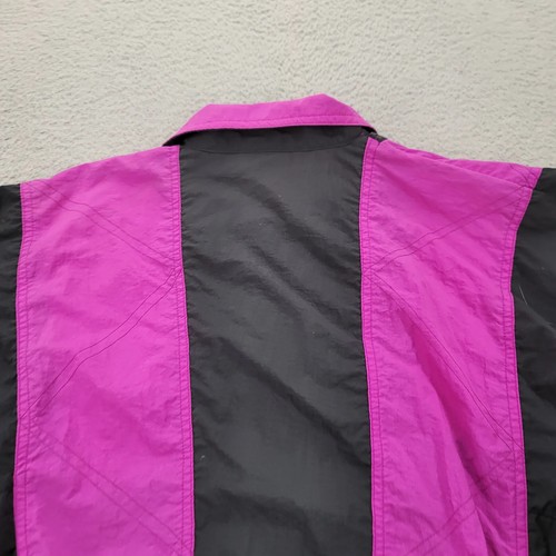 PUMA Jacket Womens Medium Black pink Vintage 80s 90s Stretch Full Zip Aztec - Picture 6 of 16