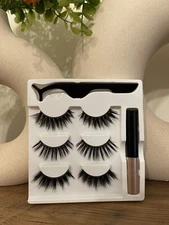 (3 pairs) Magnetic Eyelashes, fake Eyelashes Kit with 1 eyeliner and 1 tweezers